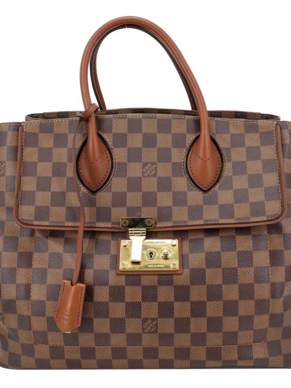 Louis Vuitton Ascot Damier Ebene Satchel Bag Brown